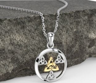 Gold Silber keltisch Dreieinigkeit Knoten Halskette