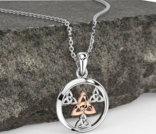 White Rose Gold Celtic Trinity Knot Necklace