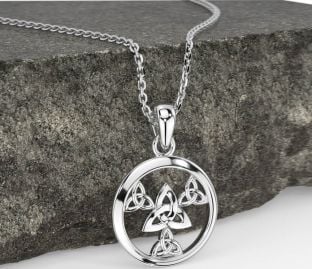 White Gold Celtic Trinity Knot Necklace