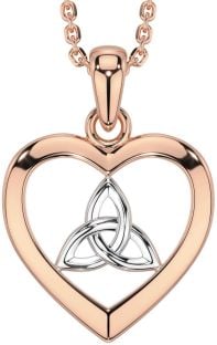 Rose Gold Silver Celtic Trinity Knot Heart Necklace