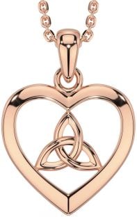 Rose Gold Silver Celtic Trinity Knot Heart Necklace