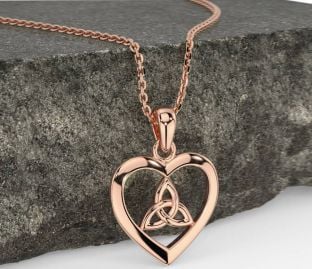 Rose Gold Silver Celtic Trinity Knot Heart Necklace