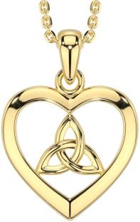 Gold Silver Celtic Trinity Knot Heart Necklace