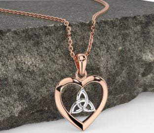 Branco Rosa Ouro céltico Trindade Nó Coração Colar