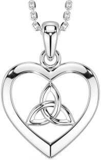 Silver Celtic Trinity Knot Heart Necklace