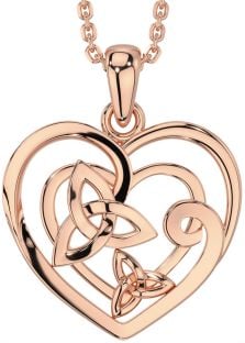 Rose Gold Silver Celtic Trinity Knot Heart Necklace
