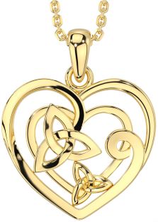 Gold Celtic Trinity Knot Heart Necklace