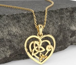 Gold Celtic Trinity Knot Heart Necklace