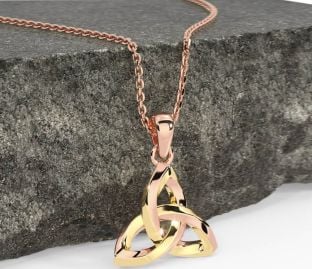 Rose Yellow Gold Celtic Trinity Knot Necklace