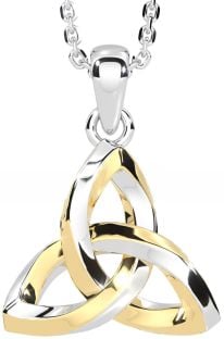 White Yellow Gold Celtic Trinity Knot Necklace