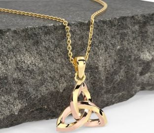 Rose Yellow Gold Celtic Trinity Knot Necklace