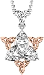 Rose Gold Silver Celtic Trinity Knot Necklace