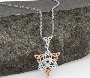 Rose Gold Silver Celtic Trinity Knot Necklace