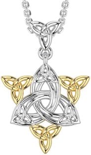 Gold Silver Celtic Trinity Knot Necklace