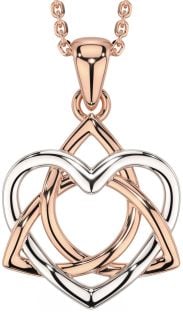 Rose Gold Silver Celtic Trinity Knot Heart Necklace