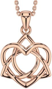 Rose Gold Silver Celtic Trinity Knot Heart Necklace
