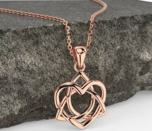 Rose Gold Silver Celtic Trinity Knot Heart Necklace