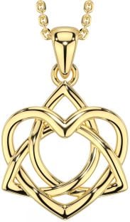 Gold Silver Celtic Trinity Knot Heart Necklace