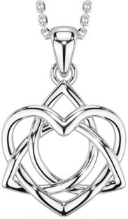 Silver Celtic Trinity Knot Heart Necklace