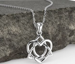 Vit Guld Keltiskt Treenighet Knut Hjärta Halsband