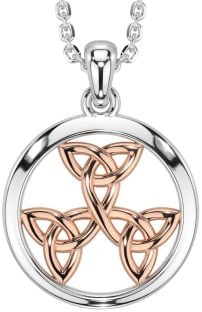 Rose Gold Silver Celtic Trinity Knot Necklace