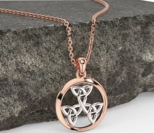 Rose Gold Silver Celtic Trinity Knot Necklace