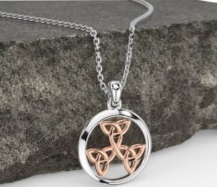 Rose Gold Silver Celtic Trinity Knot Necklace
