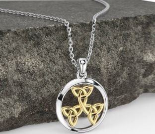Gold Silber keltisch Dreieinigkeit Knoten Halskette
