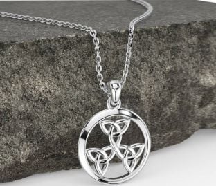 White Gold Celtic Trinity Knot Necklace