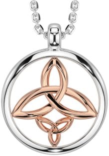 Rose Gold Silver Celtic Trinity Knot Necklace