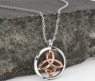 Rose Gold Silver Celtic Trinity Knot Necklace