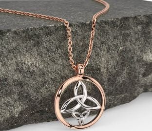 Rose Gold Silver Celtic Trinity Knot Necklace