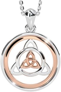 Rose Gold Silver Celtic Trinity Knot Necklace