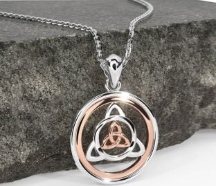 Rosa Ouro Prata céltico Trindade Nó Colar
