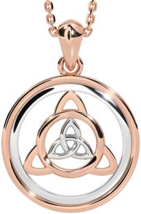 Rose Gold Silver Celtic Trinity Knot Necklace