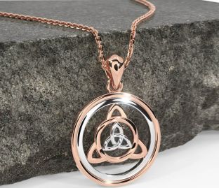 Rose Gold Silver Celtic Trinity Knot Necklace