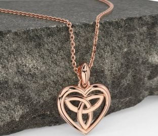 Rose Gold Silver Celtic Trinity Knot Heart Necklace