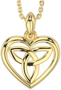 Gold Silver Celtic Trinity Knot Heart Necklace