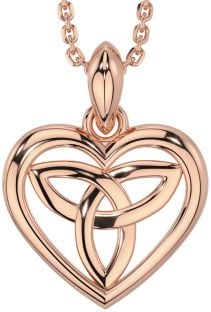 Rose Gold Celtic Trinity Knot Heart Necklace