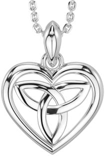 Silver Celtic Trinity Knot Heart Necklace