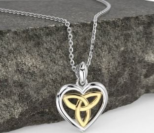 Bianco Giallo Oro celtico Trinità Nodo Cuore Collana