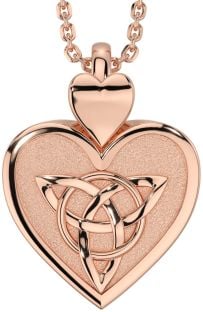 Rose Gold Silver Celtic Trinity Knot Heart Necklace