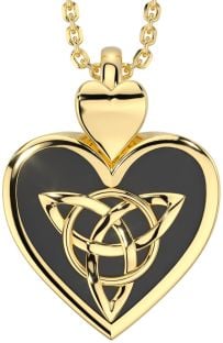 Gold Silver Black Rhodium Celtic Trinity Knot Heart Necklace