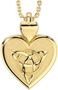 Gold Silver Celtic Trinity Knot Heart Necklace