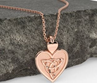 Rose Gold Celtic Trinity Knot Heart Necklace