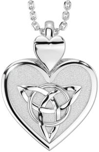 Silver Celtic Trinity Knot Heart Necklace