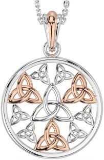 Rose Gold Silver Celtic Trinity Knot Necklace