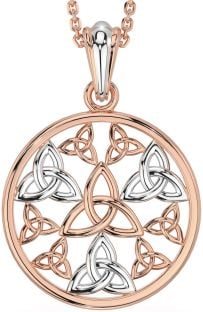 Rose Gold Silver Celtic Trinity Knot Necklace