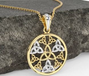 Gold Silver Celtic Trinity Knot Necklace