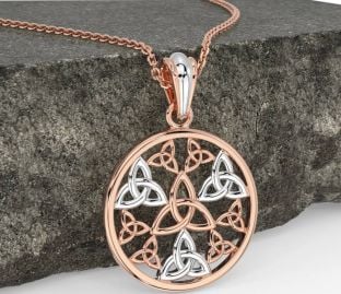 White Rose Gold Celtic Trinity Knot Necklace